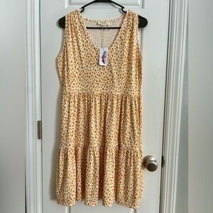 NWT Jessica Simpson Women's XL Floral Print V-Neck Ribbed Mini Dress
